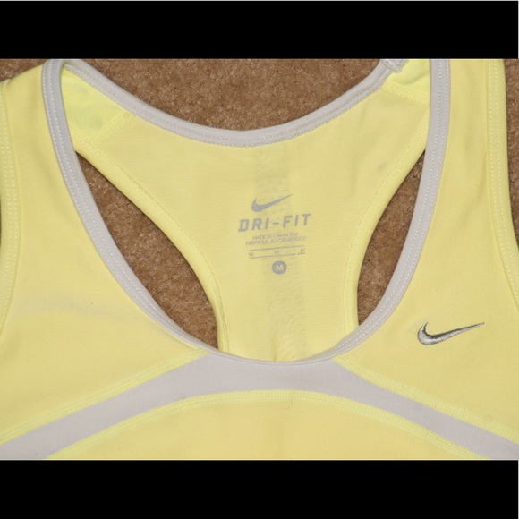 Nike lemon yellow and white shelf bra tank top - Picture 3 of 6